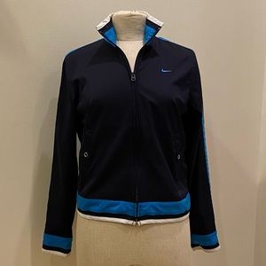 Nike Womens Navy Lightweight Track Jacket with Light Blue Side Stipe / Size M